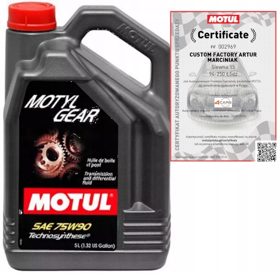 

Motul Motylgear 75W90 Gl 4 5 Olej Przekładniowy 5L
