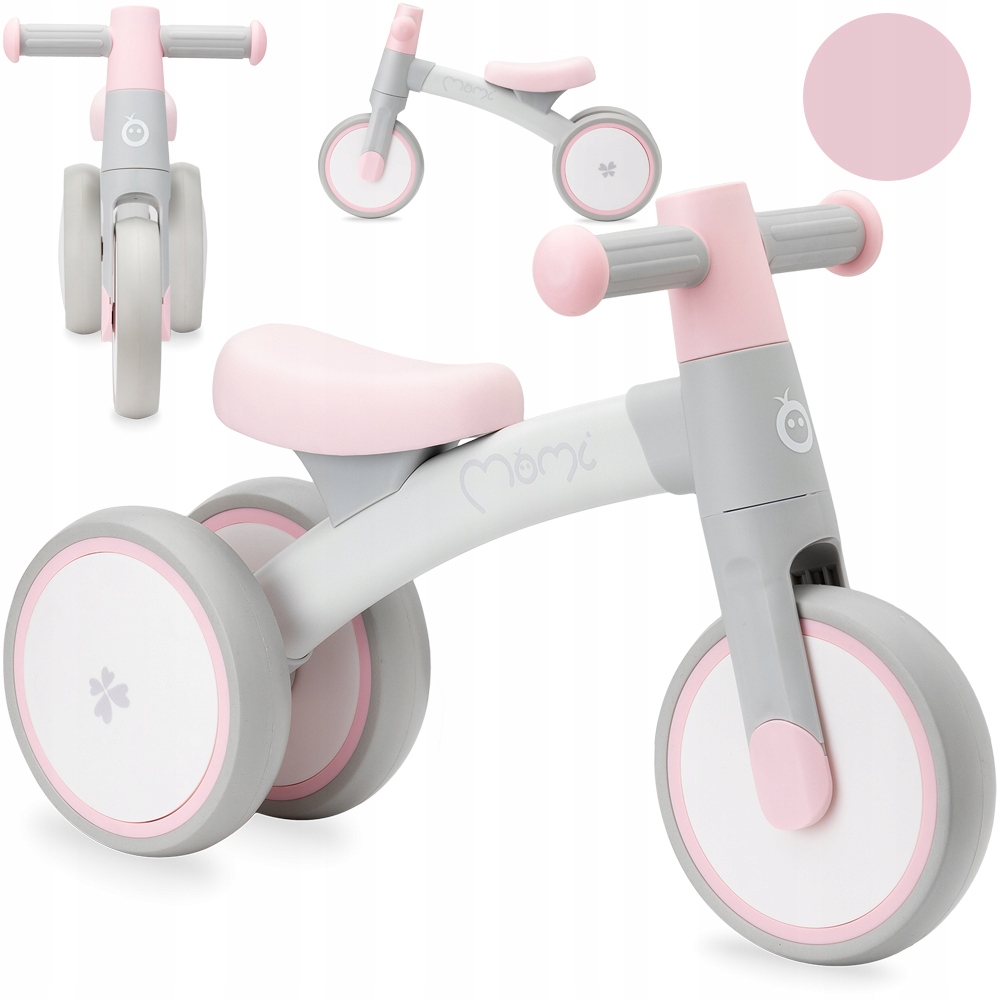 Rowerek biegowy MoMi Tedi różowy od 1 roku lekki aluminiowy do 20kg