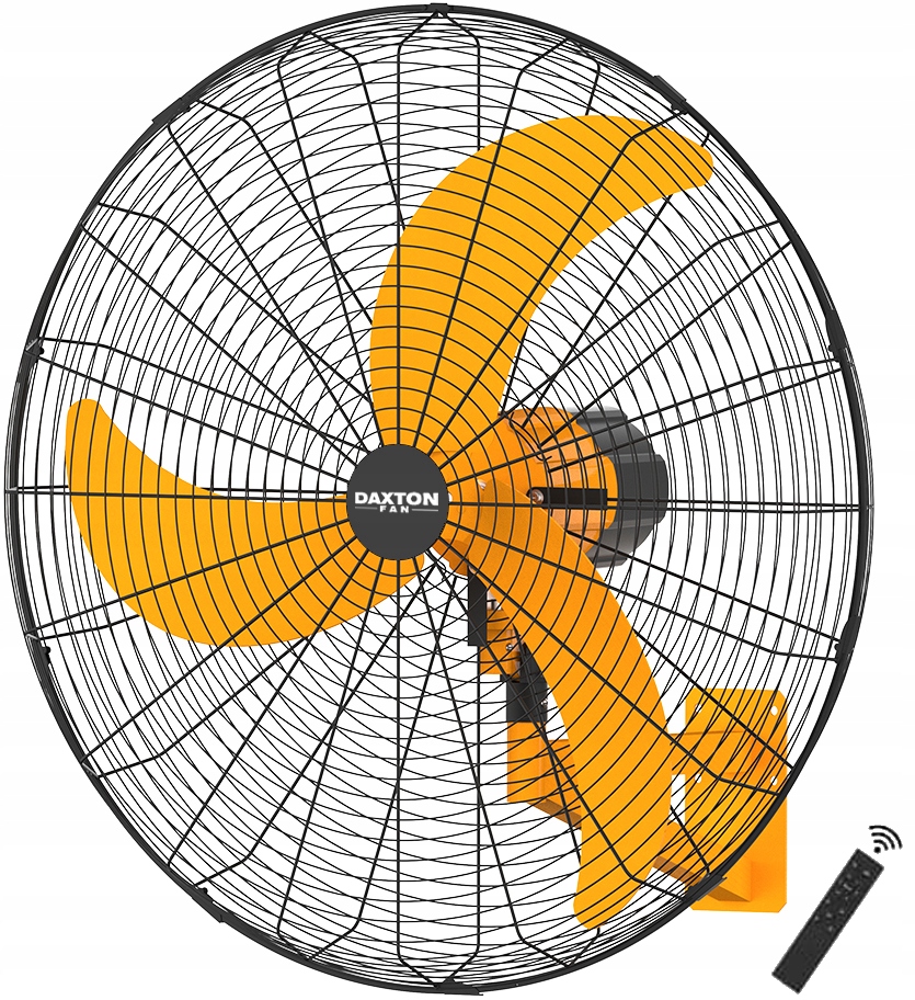 Priemyselný ventilátor FW900 DC Žltý 200 W Silný nástenný ventilátor, Pilot