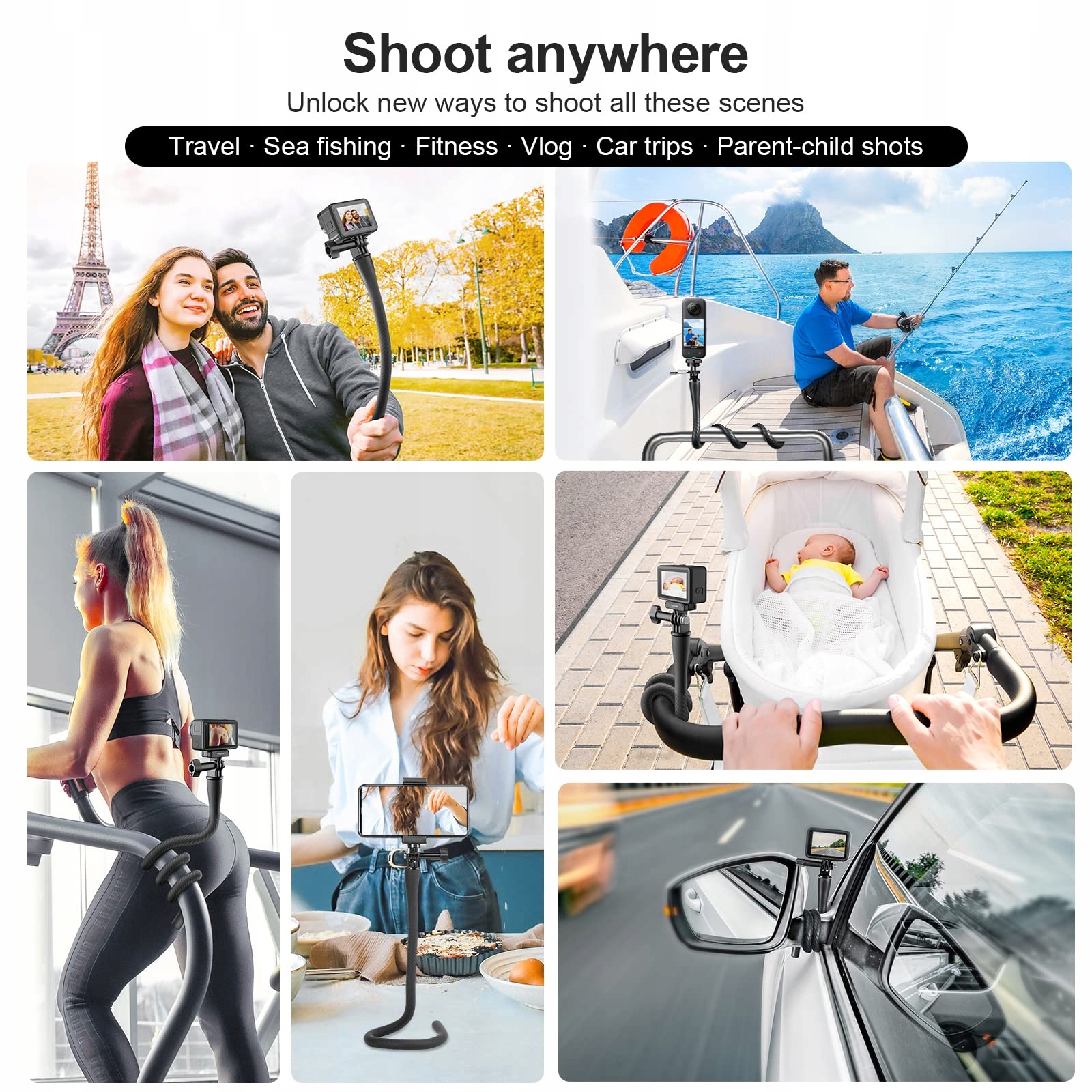 TELESIN Uchwyt Do Selfie-Sticka Dla GoPro DJI Insta360 Kamery Akcji — miniatura 5