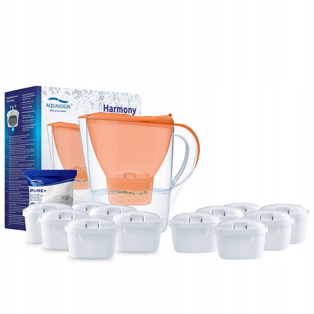 Filtrační konvice Aqualogis Harmony Oranžová, 11+1 Filtry