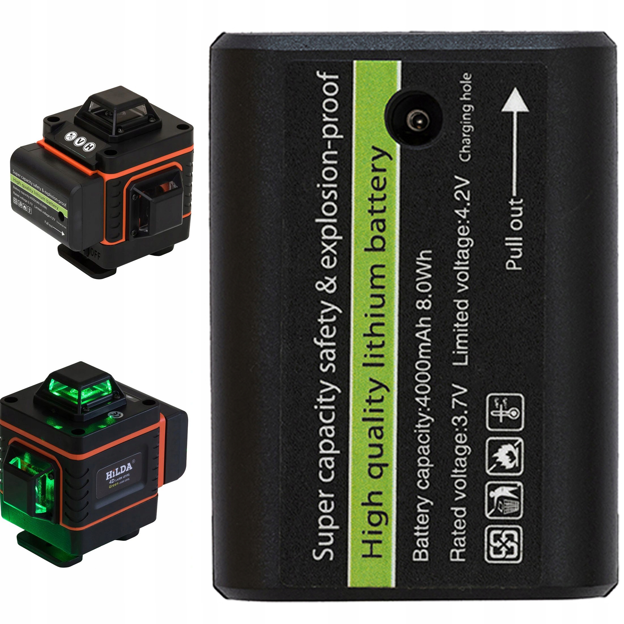 BATERIA DO POZIOMICA LASEROWA 360° HILDA I INNYCH Zasilanie akumulatorowe