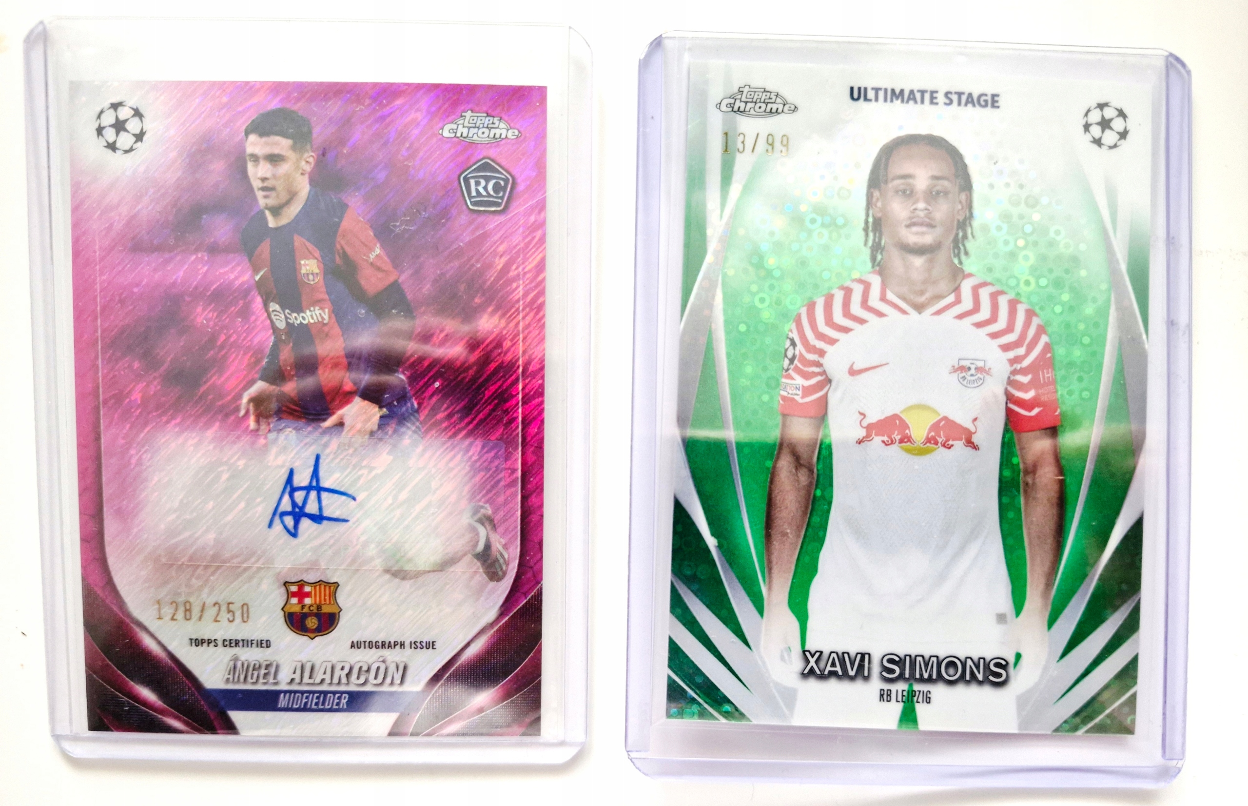 Zestaw Topps Chrome Angel Alarcon Autograf 128/250 Rc Xavi Simons 13/99