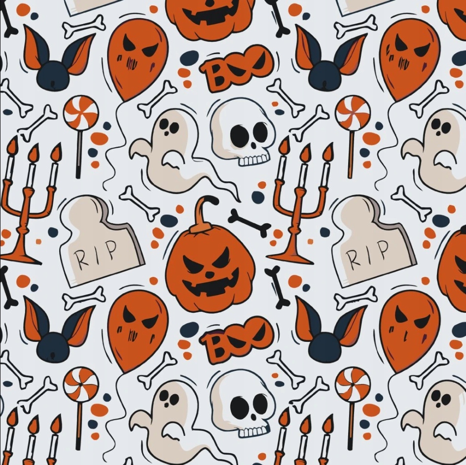 Diamantová výšivka Duchové Netopýři Náhrobek Kostlivec Kost Strachy 50x50 cm