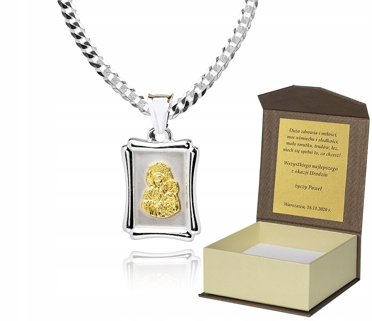 Stříbrný řetízek pánský s diamantovým medailonem Dedikace Bonus 55 cm P2M2