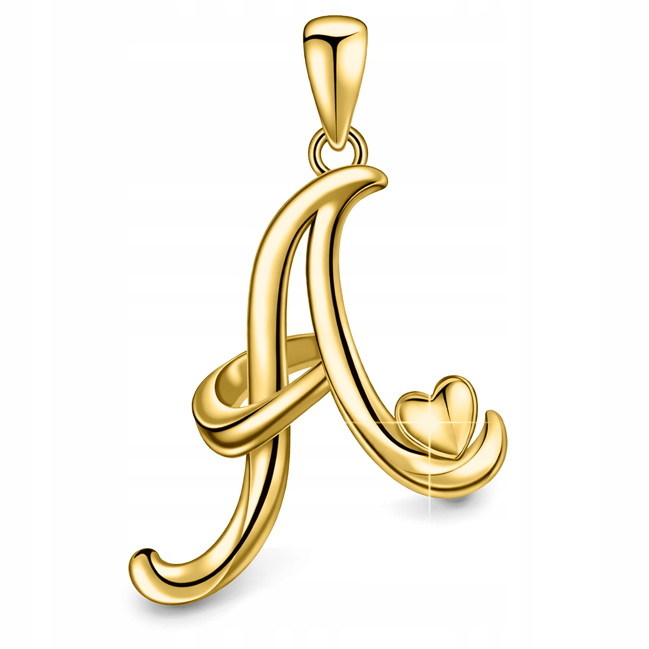 Zlatý přívěsek s písmenem A Písmeno A Srdce Přívěsek na řetízek Srerbo 925