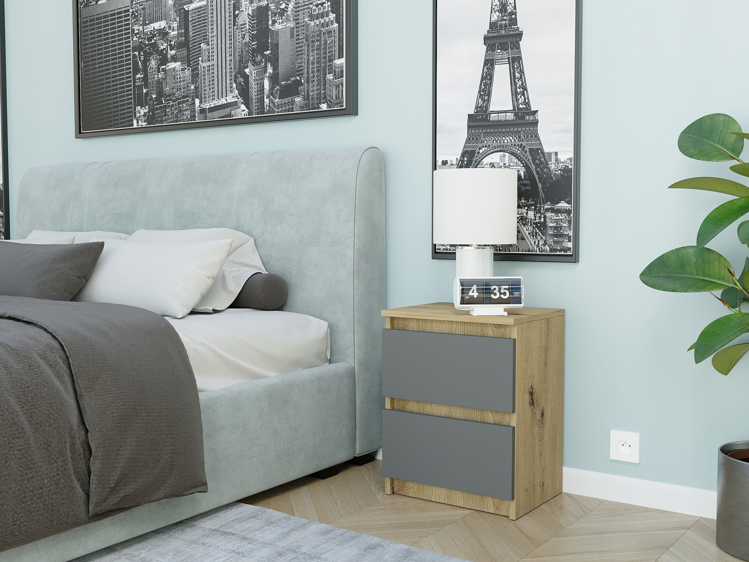 Szafka nocna komoda stolik 40cm R-2 ARTISAN MIX ANTRACYT