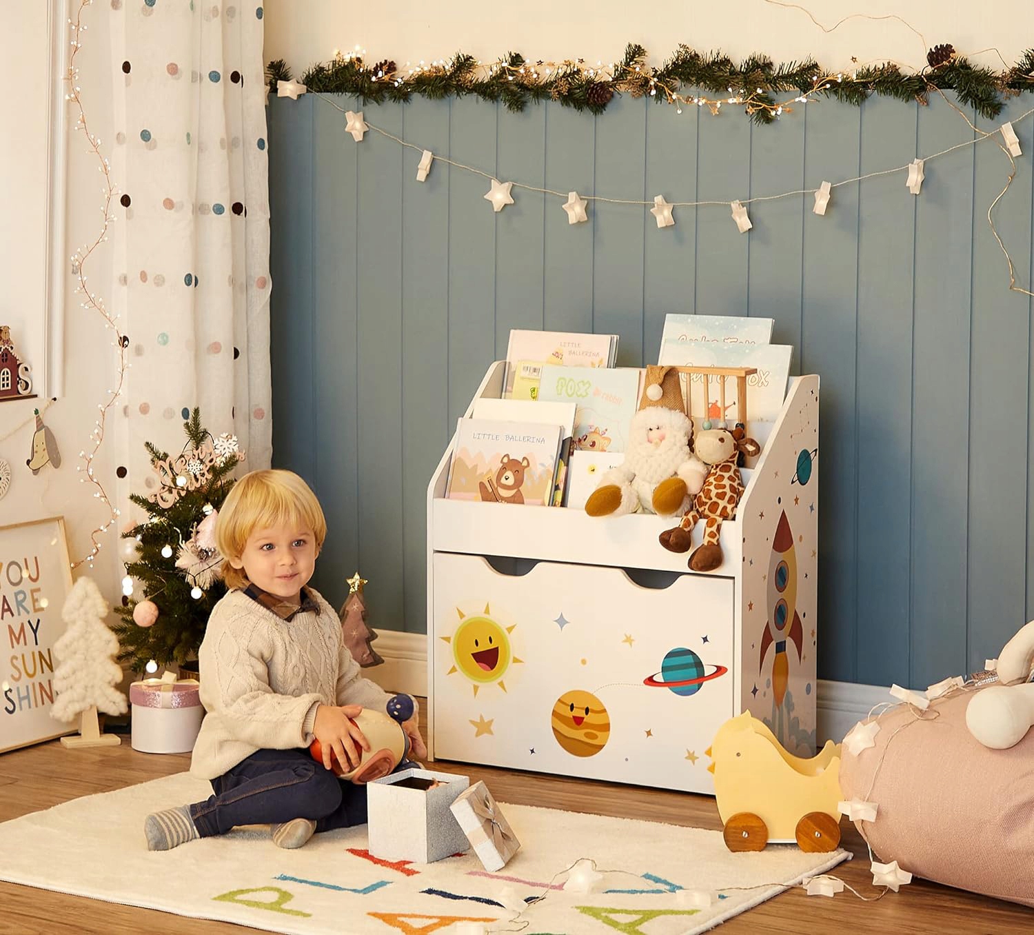 Regał półka SZAFKA DZIECIĘCA 62,5x29,5x70 z WYSUWANYM pudełkiem organizer Głębokość mebla 14.5 cm