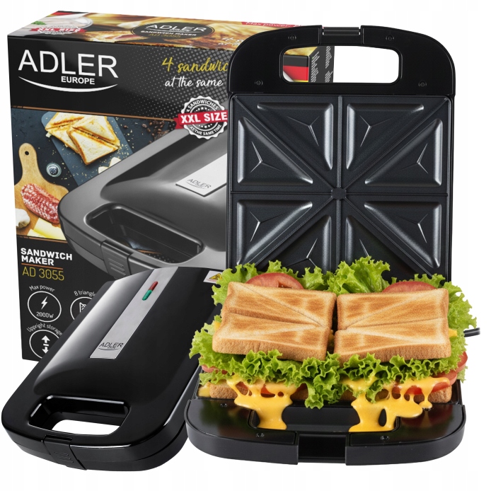 Opiekacz Kanapek Toster Elektryczny Sandwich Powłoka Nieprzywierająca 2000W