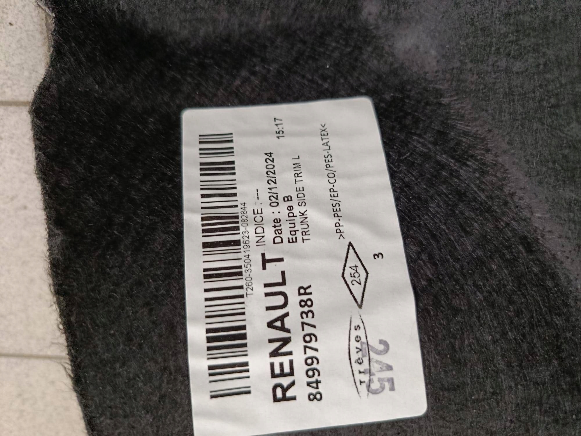 upholstery side boot rear part side left Renault 4 849979738R