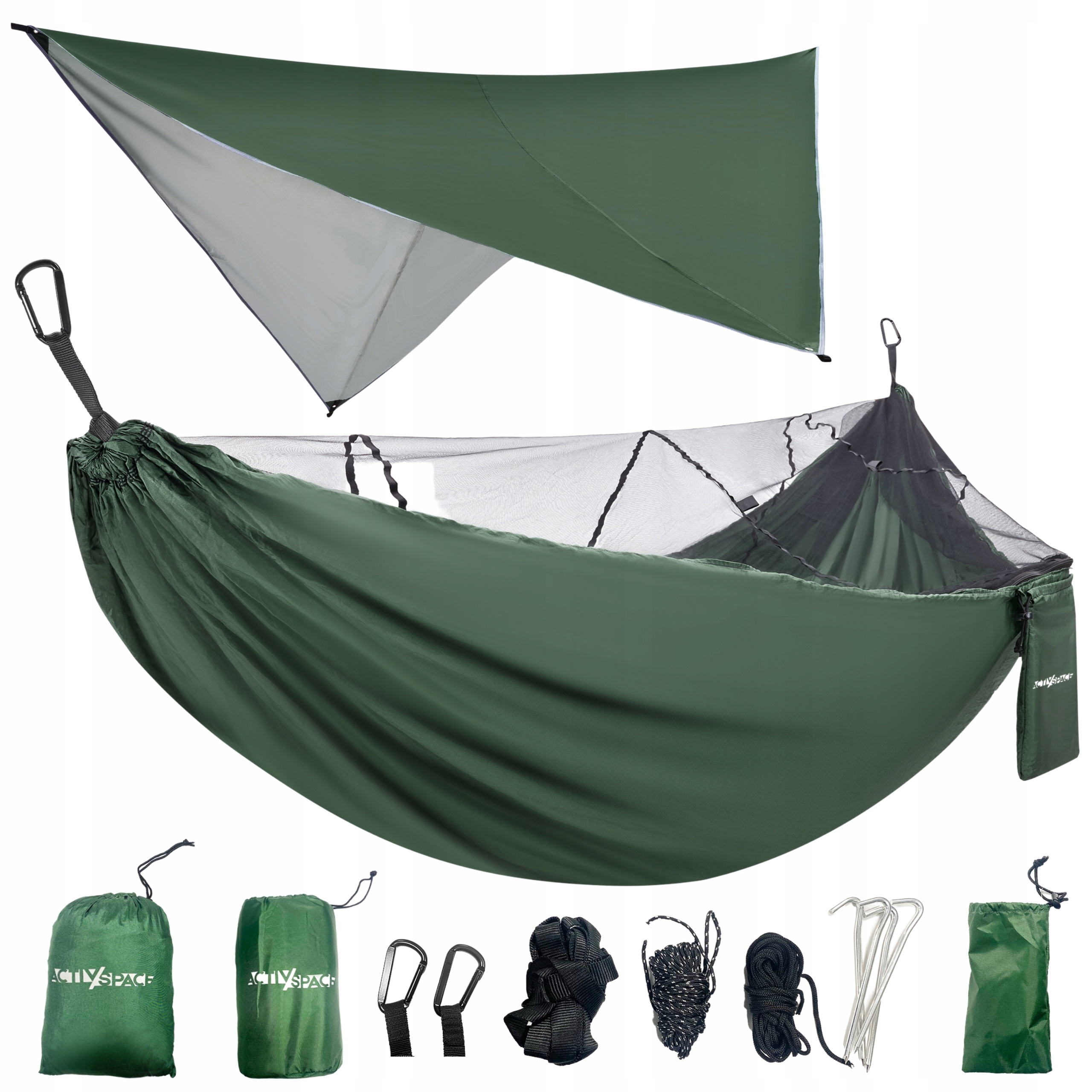 Hamak Turystyczny Survivalowy Z Moskitierą +tarp Podróżny Lekki I Przenośny