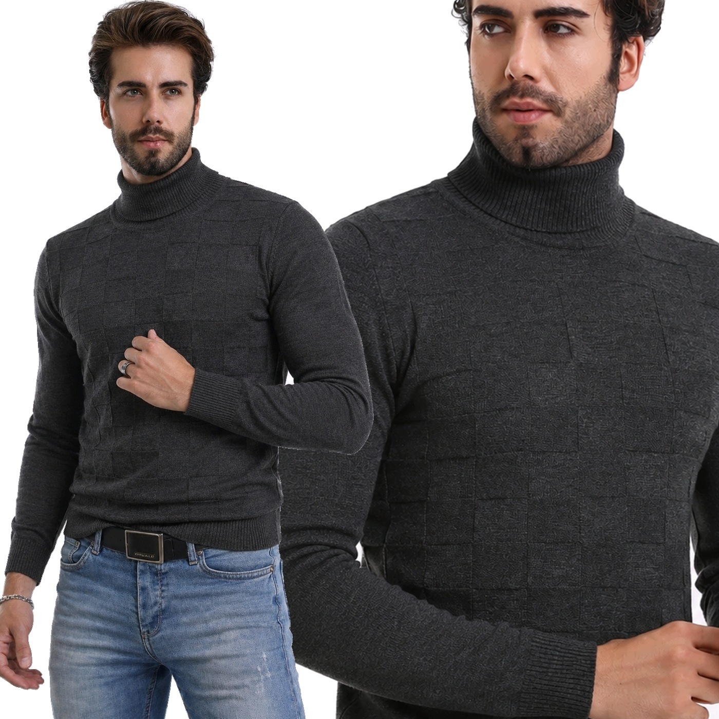 Pánský svetr Rolák Stojáček Cipo Baxx Klasický Slim Elegance
