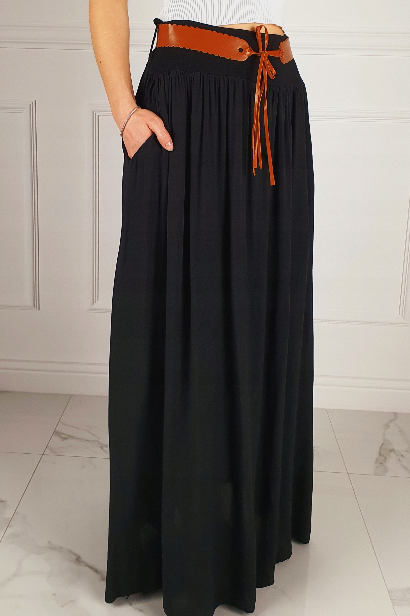 ZWIEWNA DŁUGA SPÓDNICA MAXI DO KOSTEK BOHO DAMSKA Materiał dominujący wiskoza