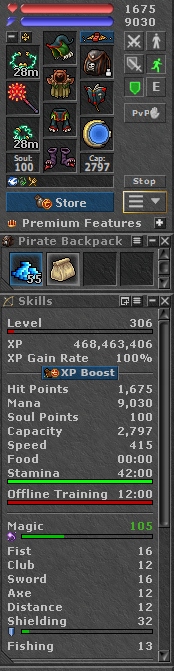 TIBIA 306 ED + 105 MLVL + 4 CHARMY + 550K + SECURA + EQ + FREE RK ...