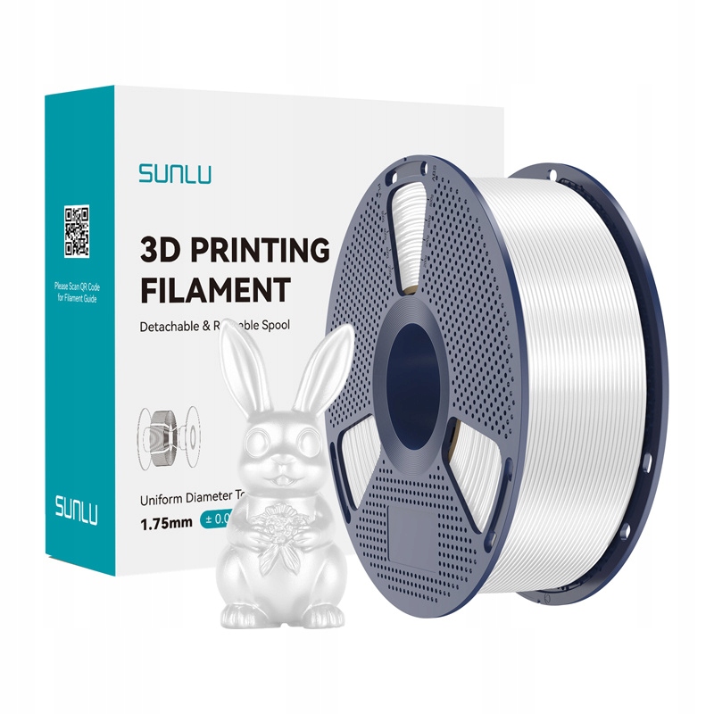 Filament Sunlu Pla+ Silk 1. 75mm 1kg (biały) Sunlu