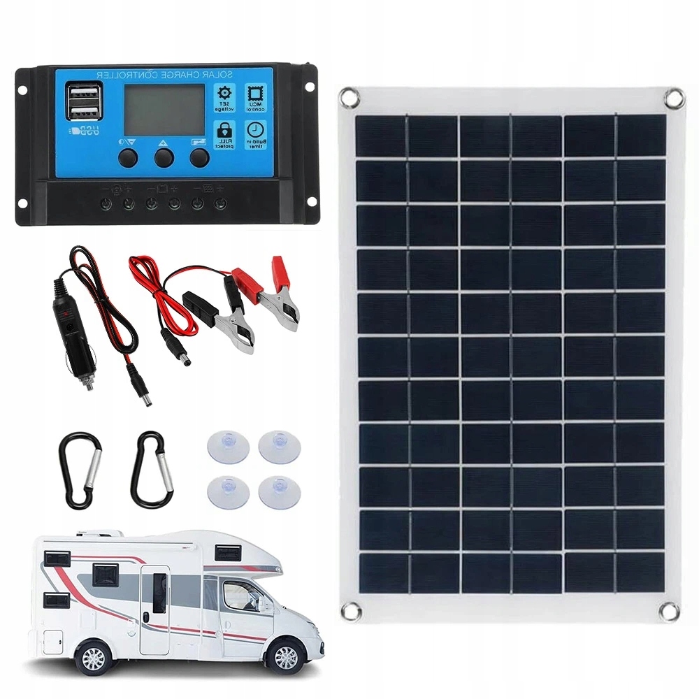 Solární nabíječka 20W, IP65, Usb DC5521, pro automobily, lodě a obytné vozy