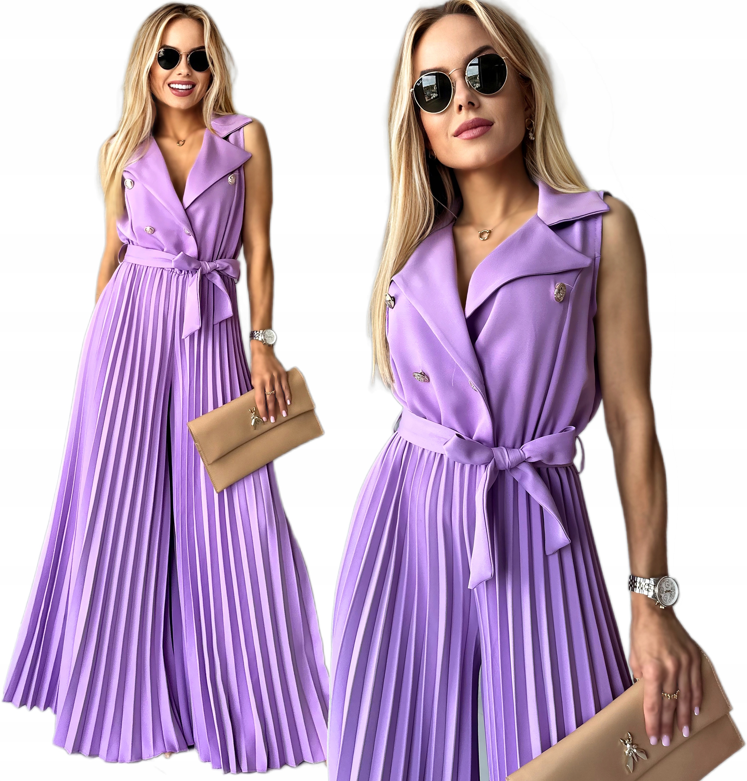 Elegantní Kombinéza Dámský zavinovací výstřih plisované kalhoty svatební hostina KO1G