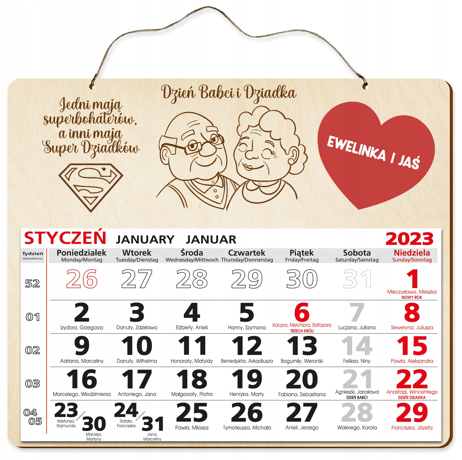 

na Dzień Babci Dziadka Kalendarz 2023