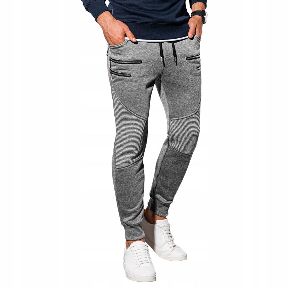 

Spodnie męskie dresowe bawełna P900 szary melanż S