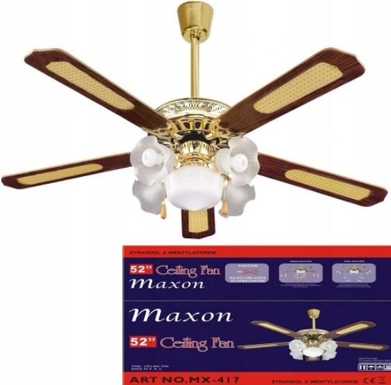 ŻYRANDOL WENTYLATOR SUFITOWY LAMPA WIATRAK 5/5 PL