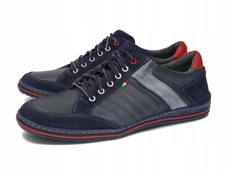 BUTY MĘSKIE SKÓRA CASUAL PÓŁBUTY 236 GRANATOWY 44 Rozmiar 44