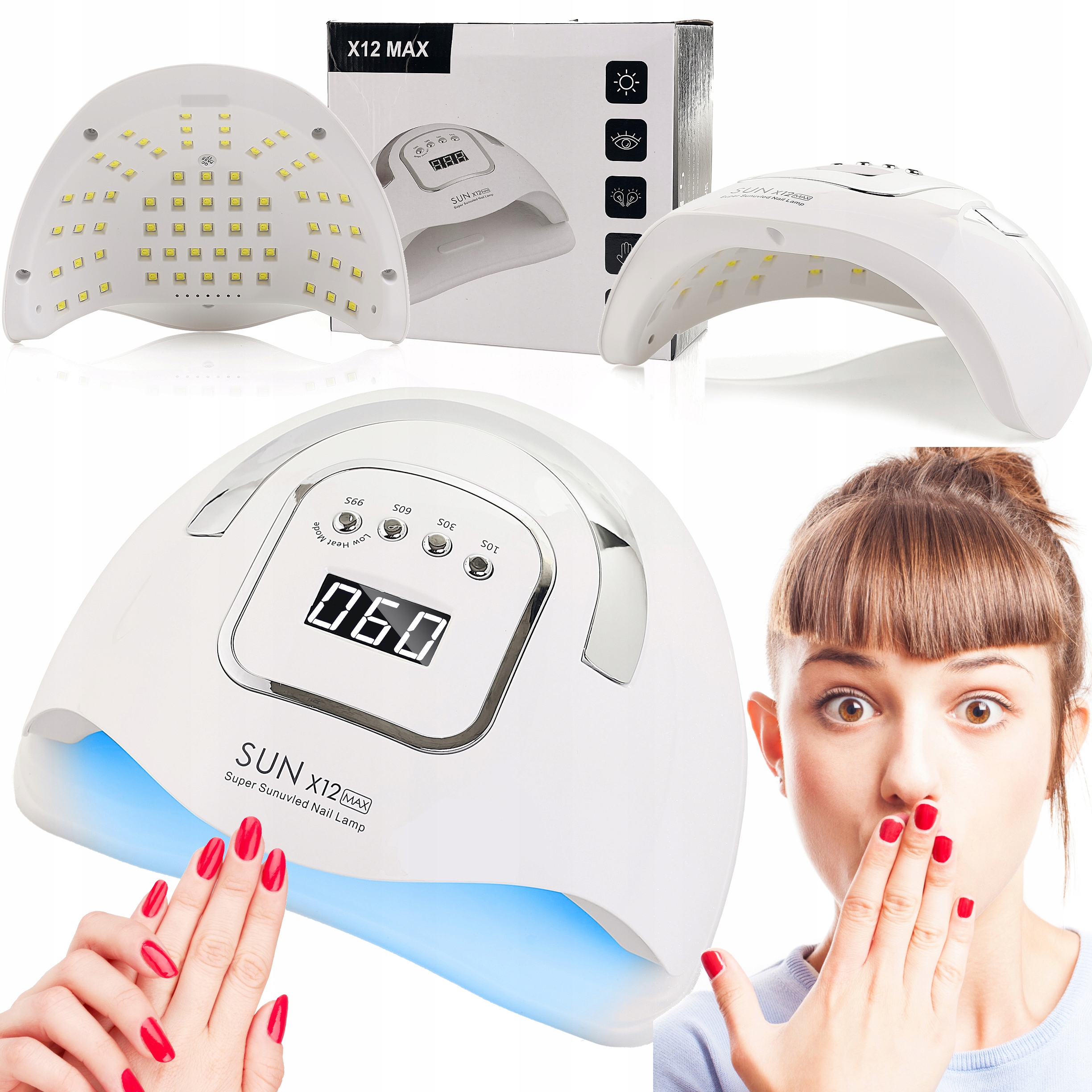 Uv Led Lampa Na Nehty Hybridní Gelová Sun X12 LCD Dual Výkonná 280W Manikúra