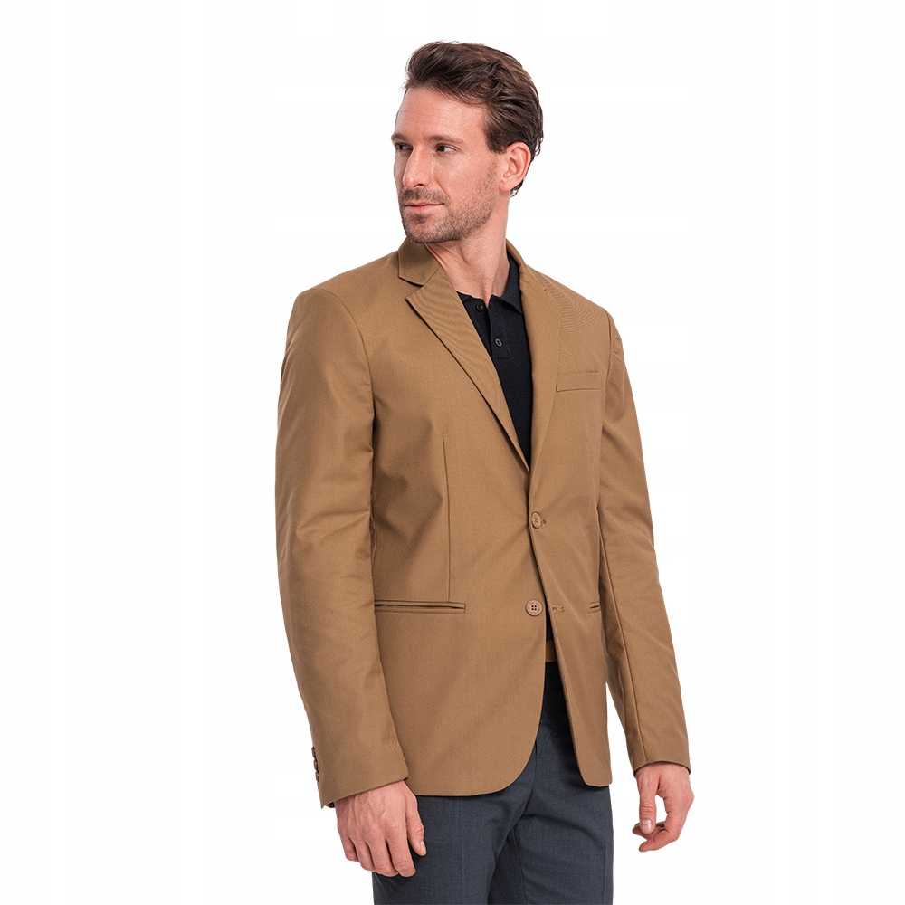 Klasická sako bunda z 80% polyester karamelová V2 OM-BLZB-0115 S