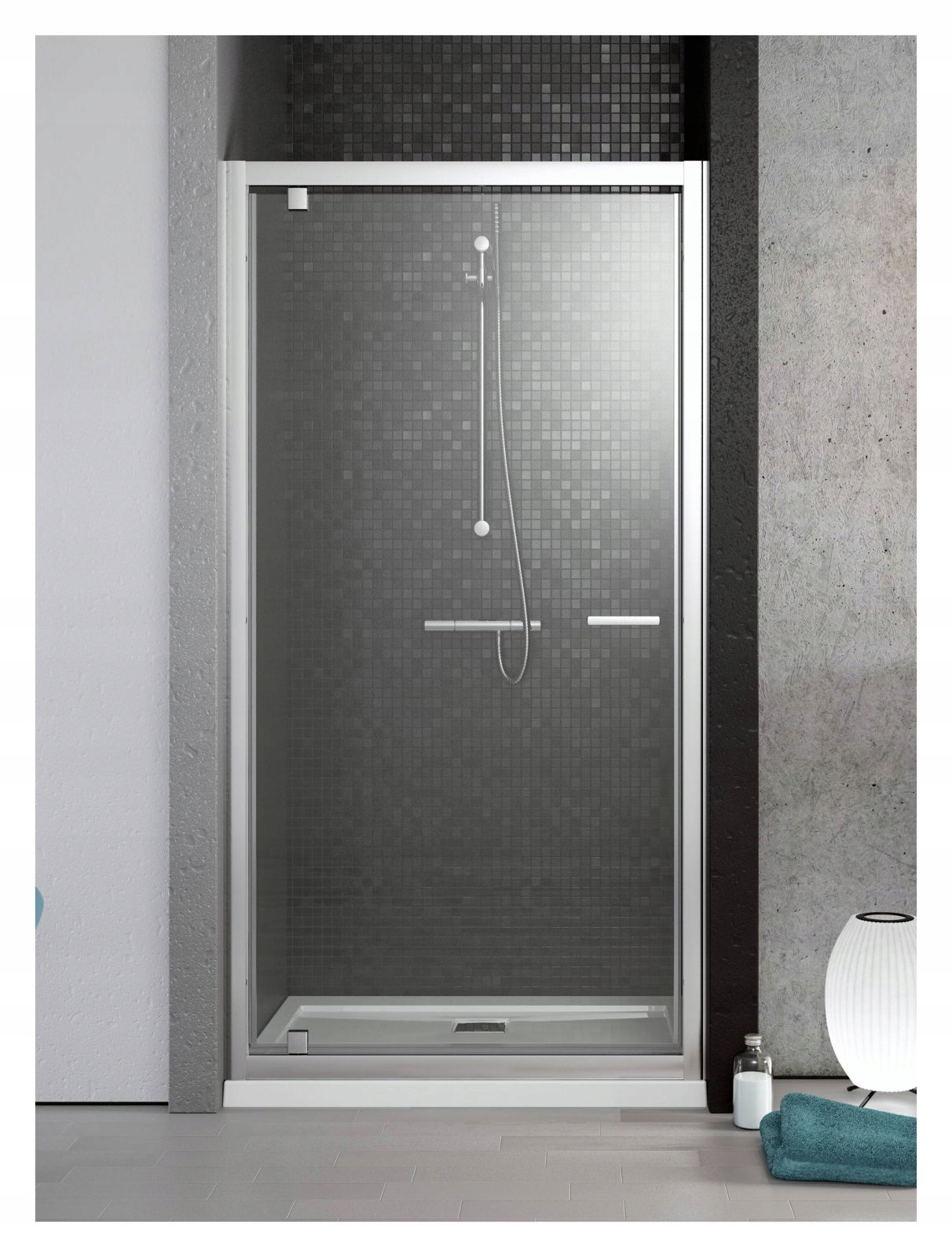 Drzwi prysznicowe RADAWAY Twist DW 80 satynowe Wysokość produktu 190 cm