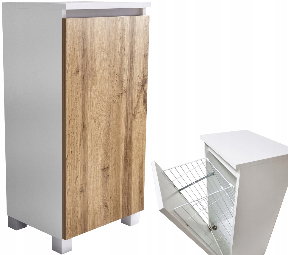 

Komoda Łazienkowa wisząca z koszem na pranie dąb