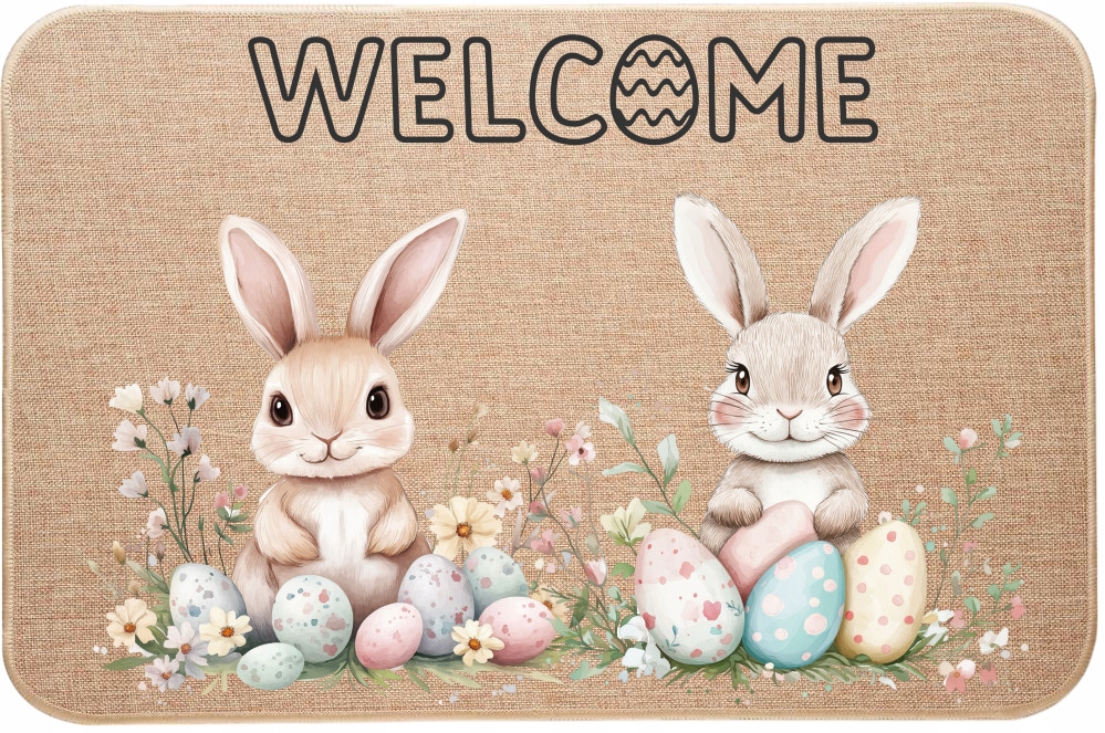 Veľkonočná Vstupná Stieračka Veľkonočná Welcome Zajačiky s veľkonočnými vajíčkami