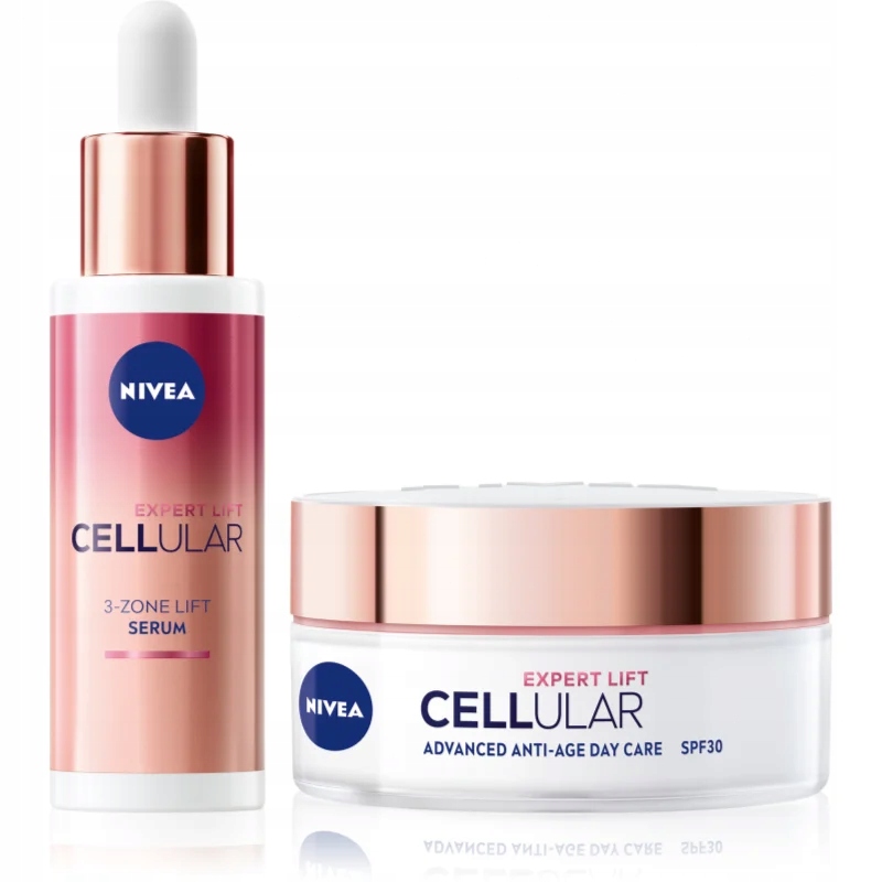 Nivea Cellular Expert Lift 3 zónové sérum, 30 ml denní krém, 50 ml