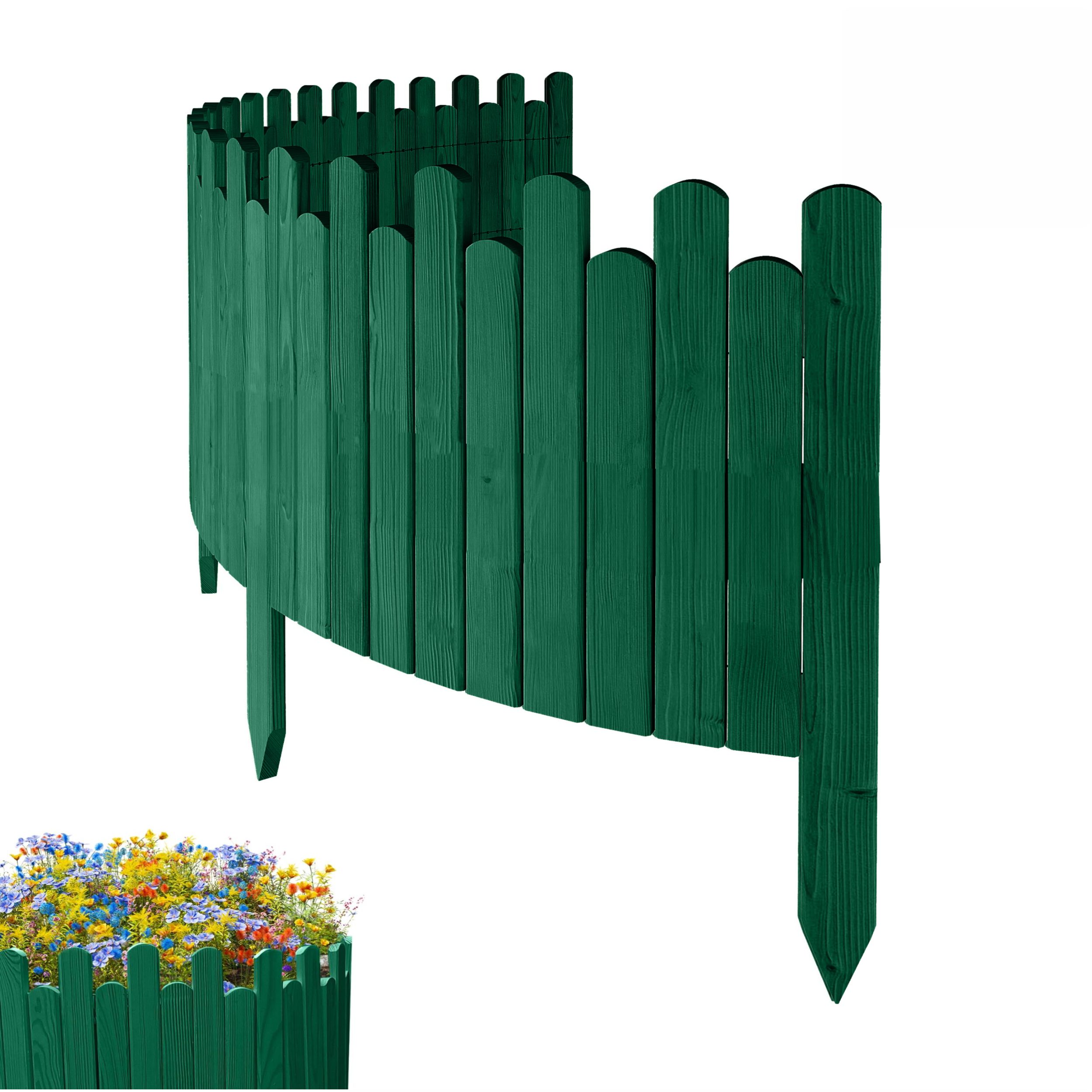 Zahradní Plot dřevěný, pružný, obrubník záhonků 200 x 40 cm Zelený