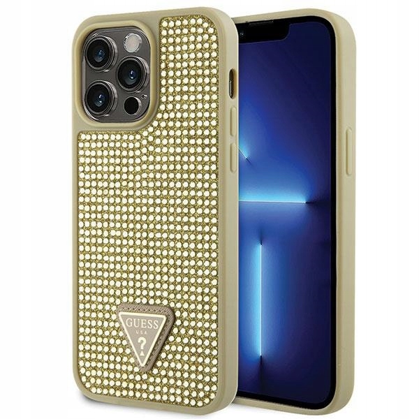 Pouzdro Pro Iphone 14 Pro Max Guess Hardcase Rhinestone Triangle Zlaté