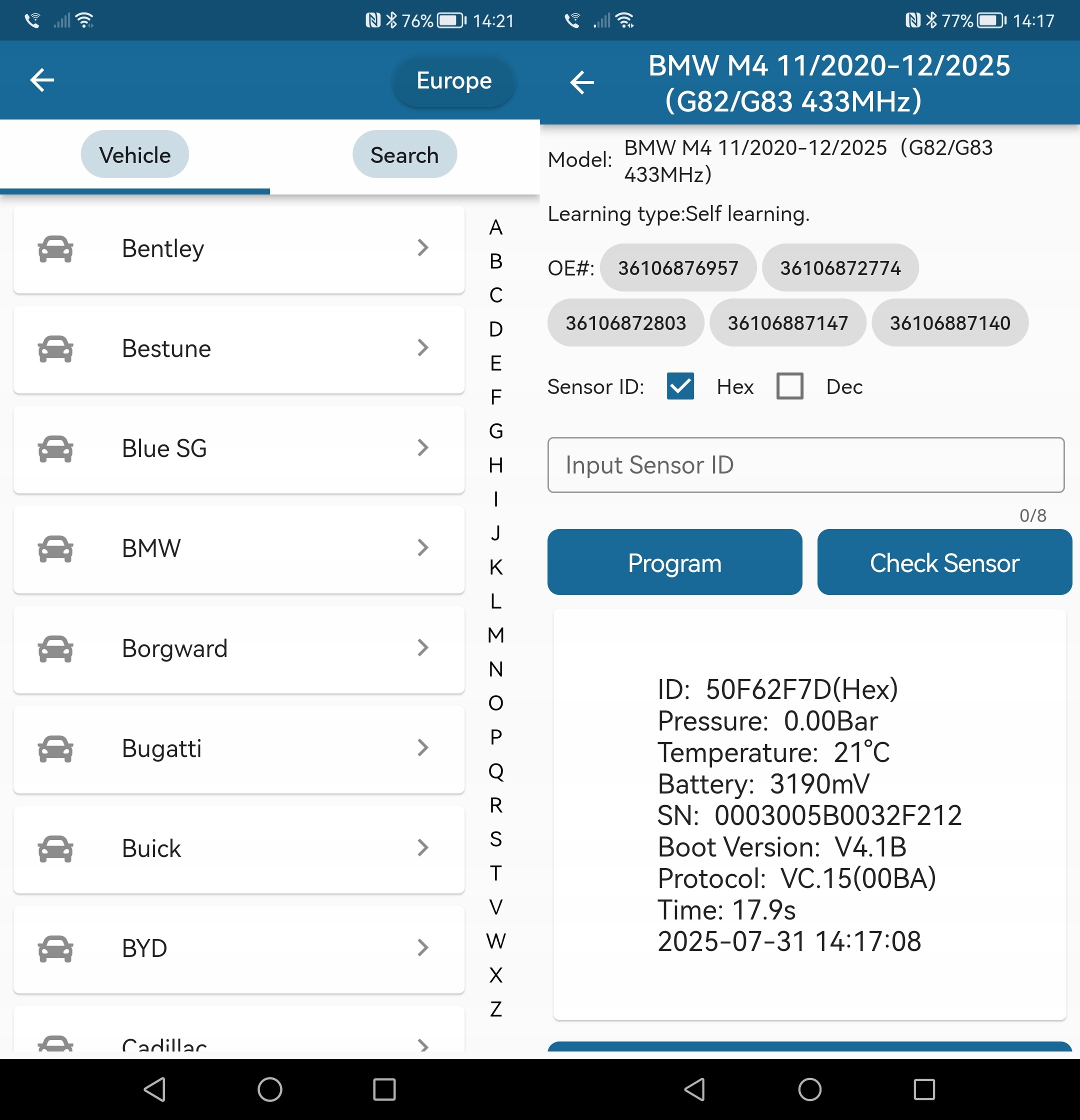 Czujniki ciśnienia opon TPMS Jetour X70 plus 2019-2025 F023114011 Numer katalogowy oryginału F023114011
