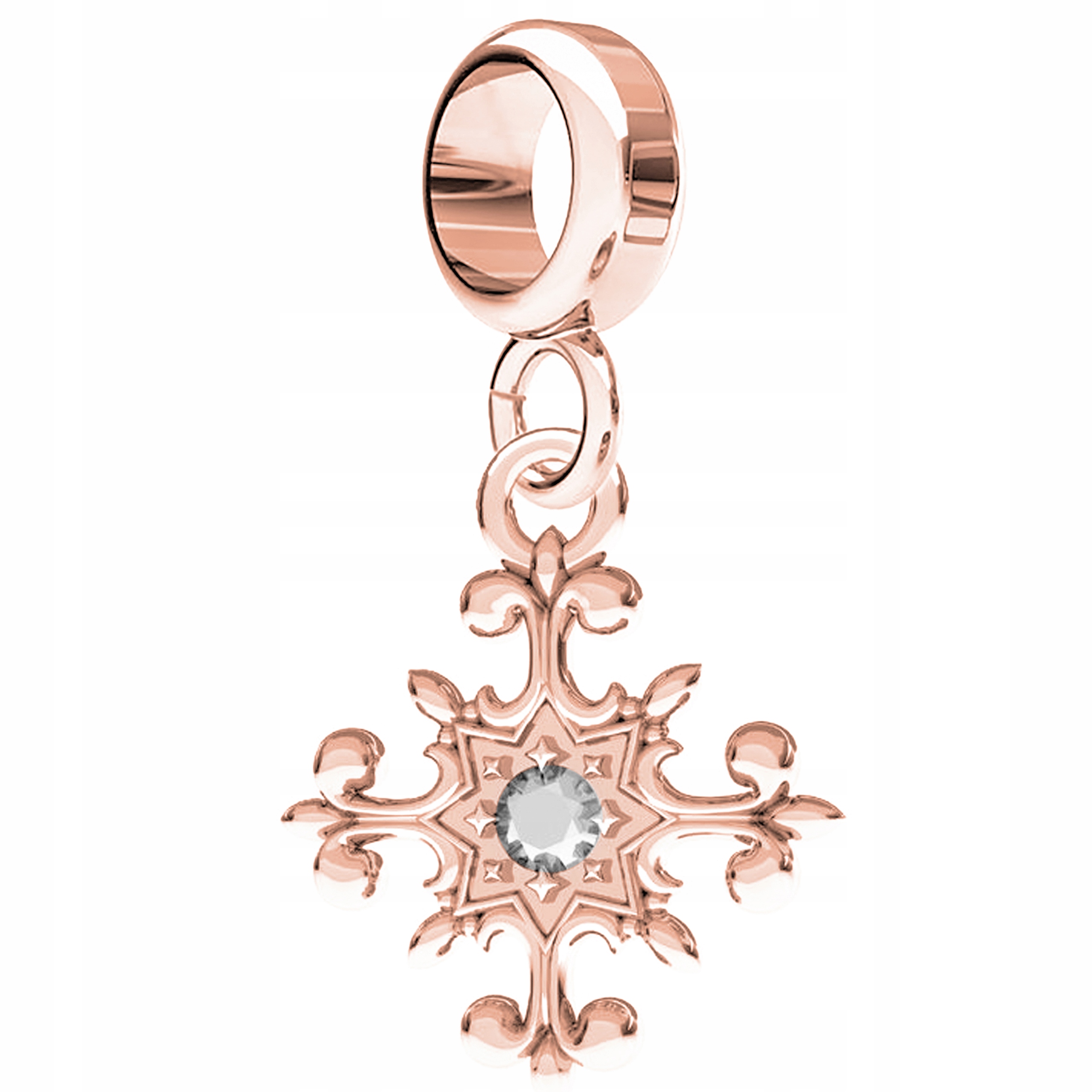 Charms Pozlacený ozdobný křížek Sníh křížek Zirkon Stříbro 925