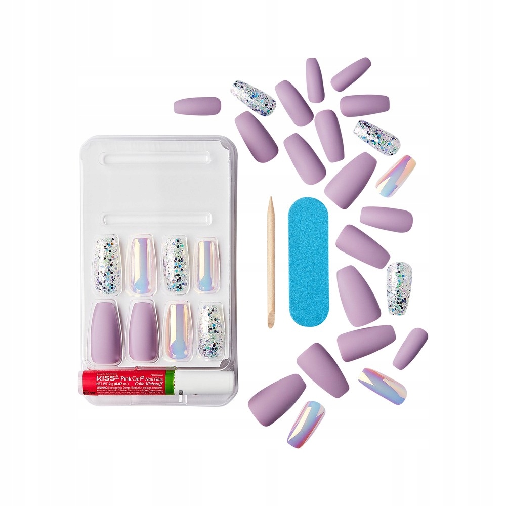 Kiss Umělé nehty Gel Fantasy Rainbow Rin (velikost L) 1 balení (28 kusů)