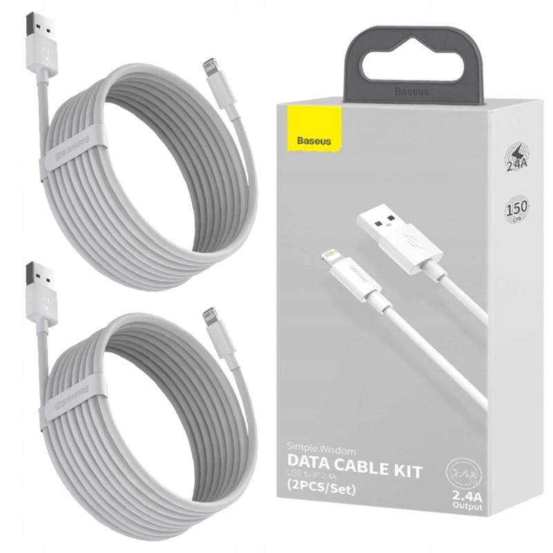 

Baseus 2x Kabel Usb Lightning do iPhone 2.4A 1.5m