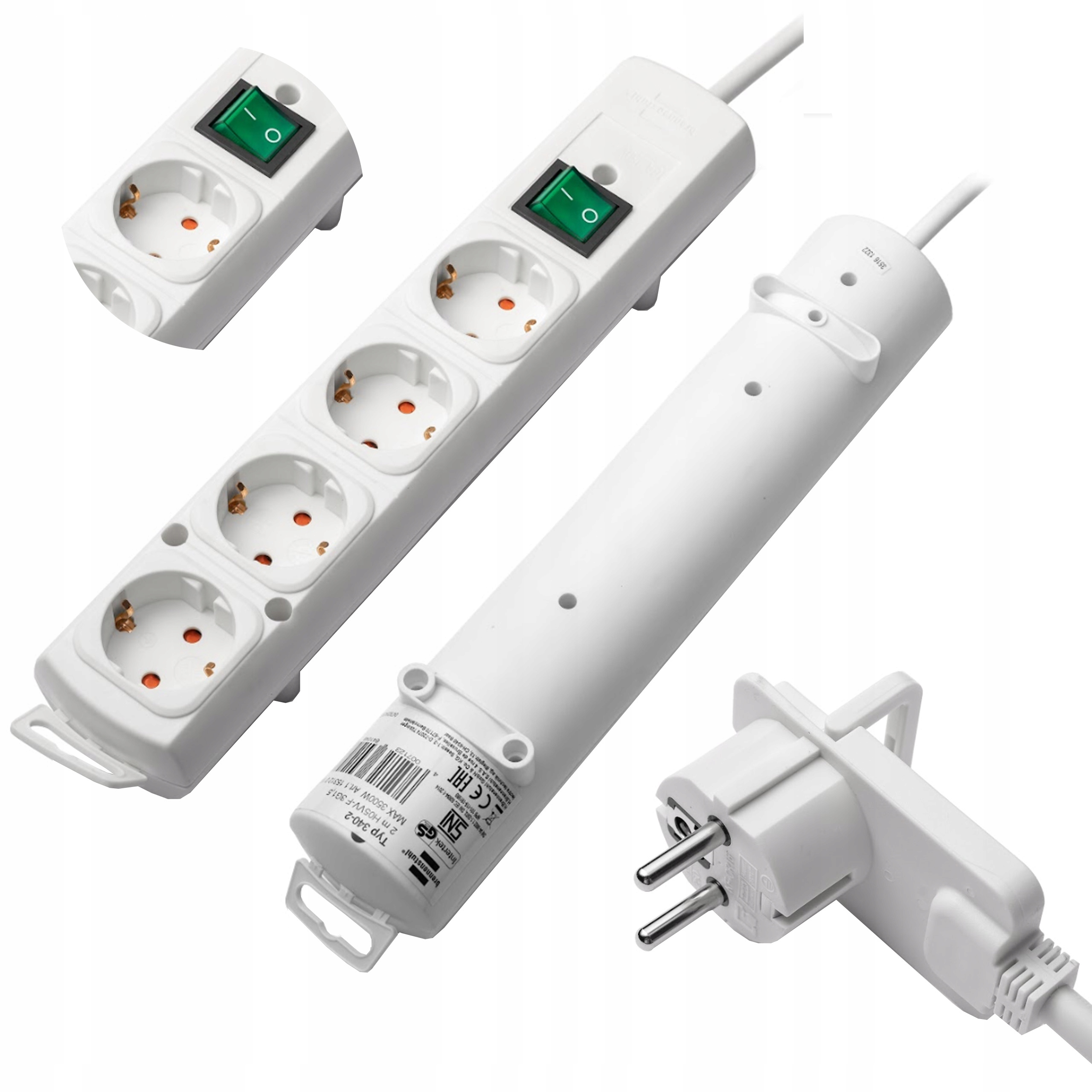 

Listwa zasilająca z wyłącznikiem 2m Płaska Wtyczka