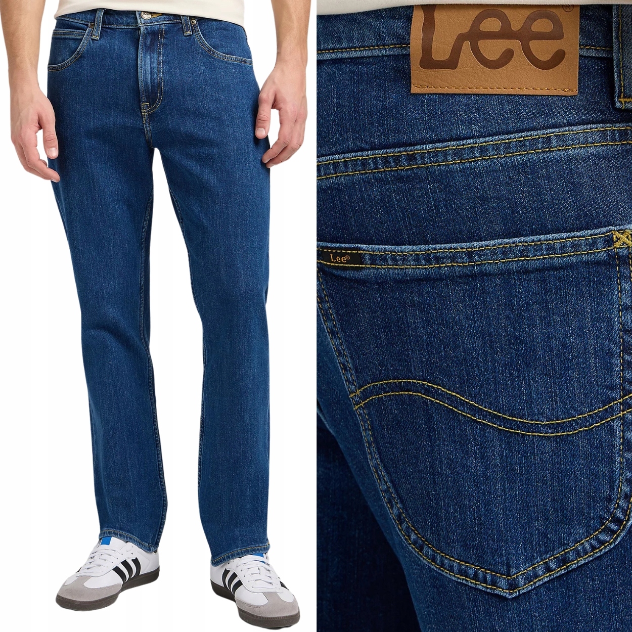 Lee Brooklyn straight Mid Stonewash jednoduché tmavé džínové kalhoty W34 L34