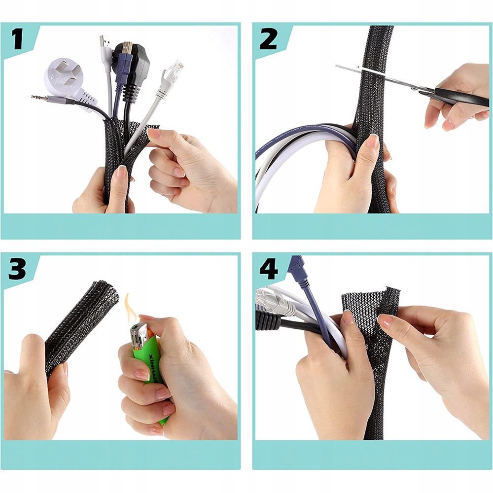 ORGANIZER OSŁONA OPLOT MASKOWNICA KABLI TV PRZEWODÓW DO BIURKA 2M CZARNA EAN (GTIN) 5903933557113