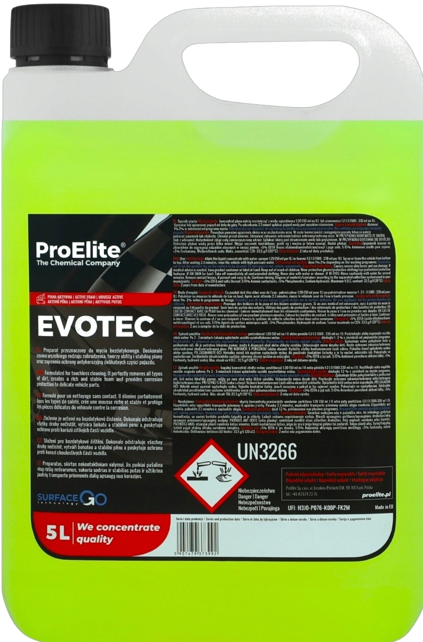 Proelite Evotec 5L Obfita Aktywna Piana Do Mycia Pojazdów PRE188