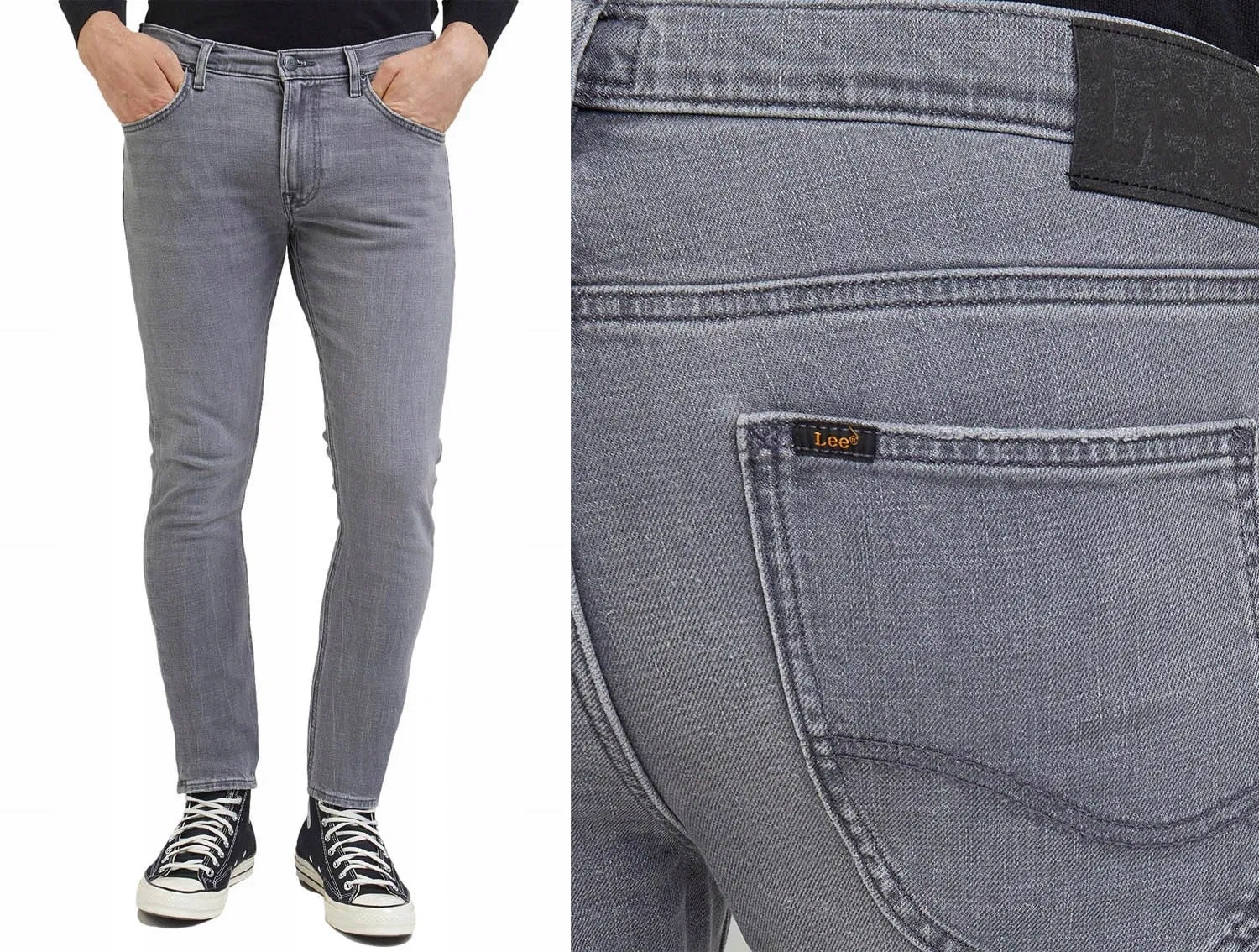 Lee Luke úzké džíny se zužujícími se nohavicemi (slim tapered) na zip Šedé W33 L34