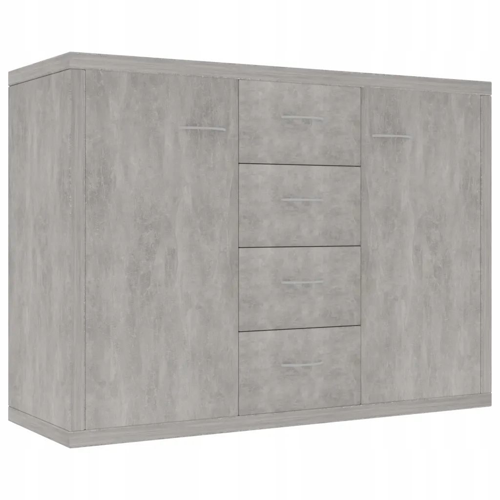 Minimalistická komoda se 4 zásuvkami a 2 dvířky, šedá Betonu barva, 88x3