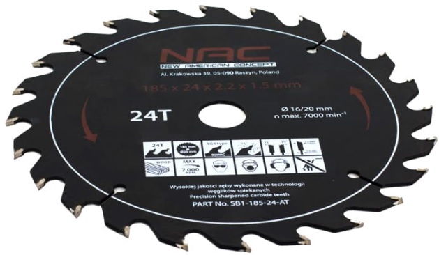 

Tarcza Widiowa do Drewna Nac SB1-185-24-AT 24 T