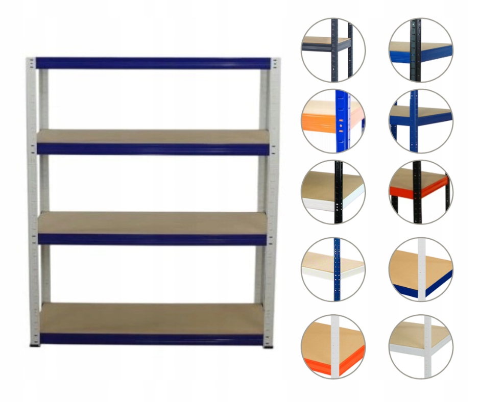 Kovový regál, skladový garážový regál Helios Hwn 180x110x45 4x400 kg