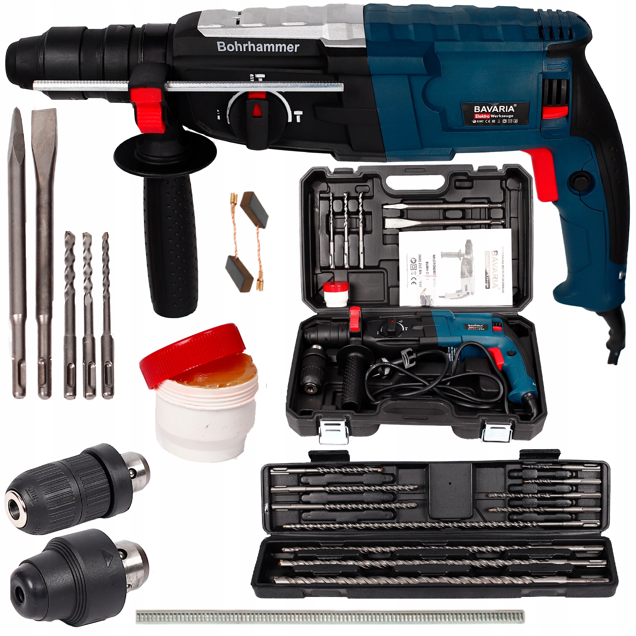 

Młotowiertarka 2800W Sds+ Młot 12 Wierteł