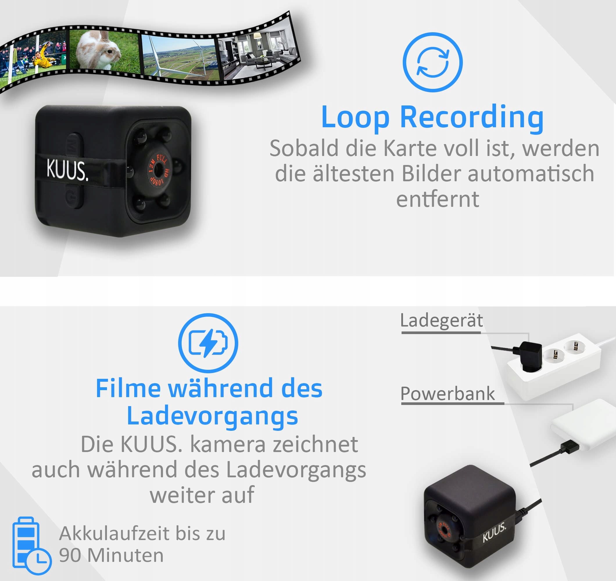 KUUS C1 Mini Kamera Wewnętrzna Full HD 1080P z 32GB SD — miniatura 5
