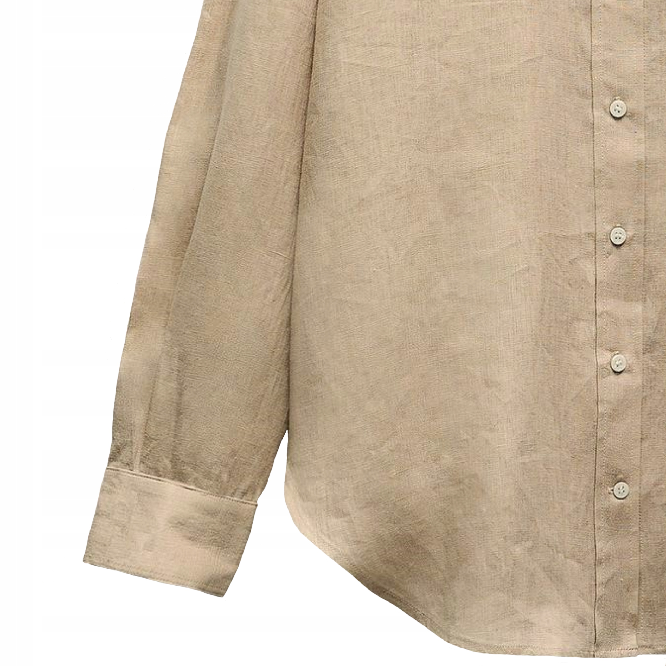 Zara Piękna KLASYCZNA Luźna LNIANA Beżowa Koszula LUX 100% Len XS Kolor beżowy