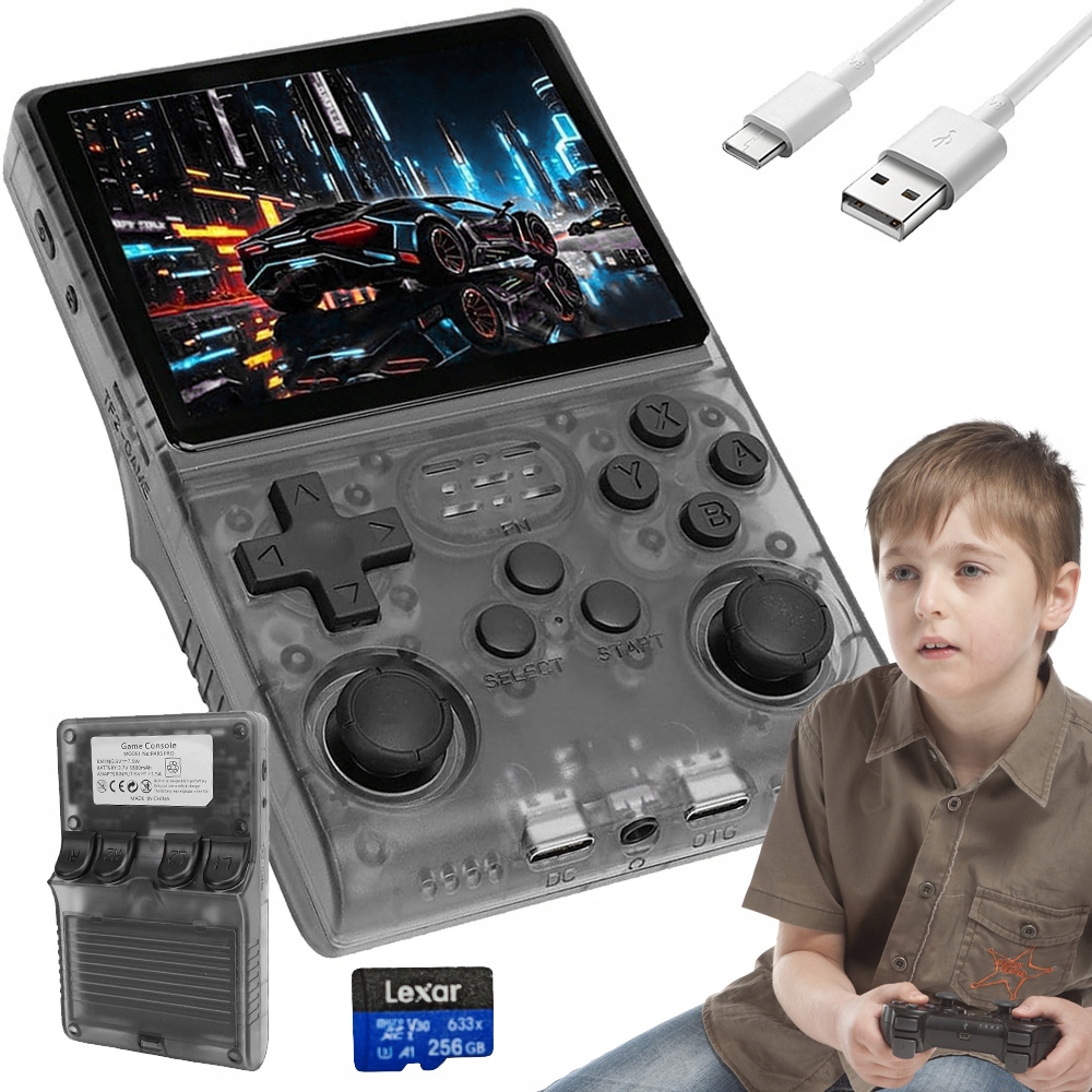 R40S Konsole Gier Retro Mini Przenośna Pamięć 3.5 Ips Ekran 640*480 Czarny