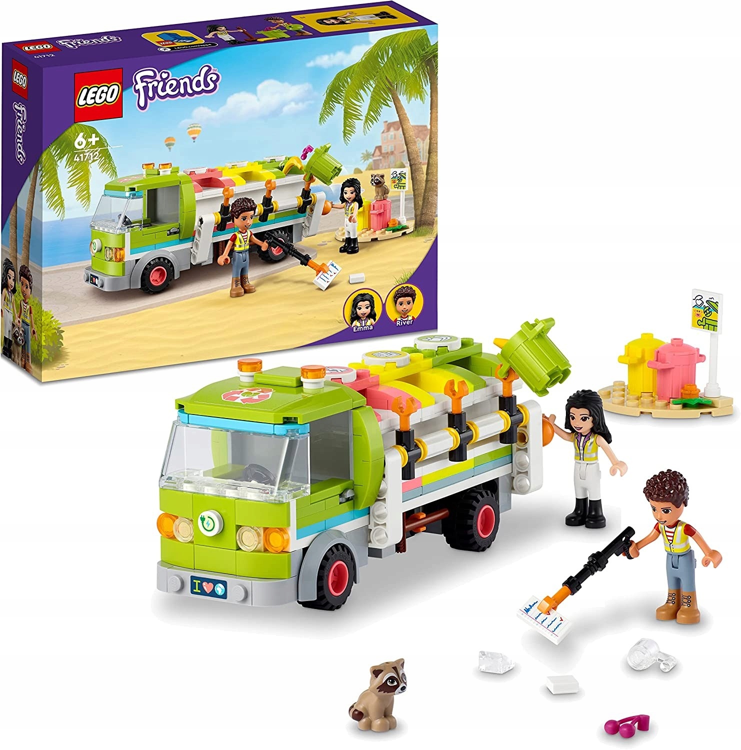 stavebnice Lego Friends Recyklační kamion Popelářský vůz odpadkové koše 41712